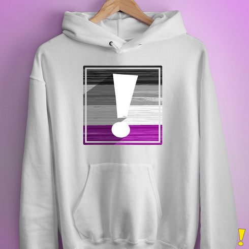Asexual Pride Flag Exclamation Point Hoodie - White